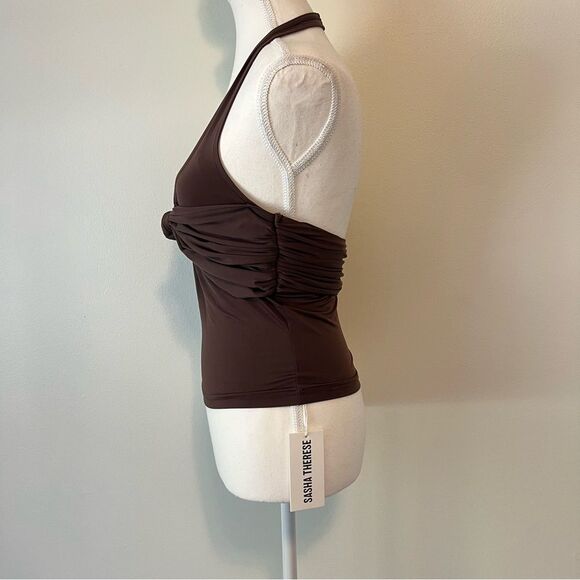 Sasha Therese Blair Halter Top Chocolate Brown NEW Size Small Y2K - Picture 4 of 6